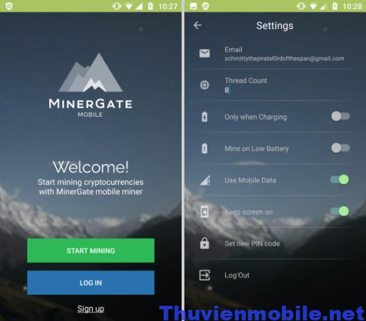 App đào tiền ảo trên android MinerGate 