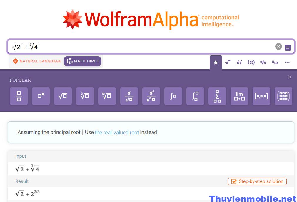 Web giải toán cao cấp Wolframalpha
