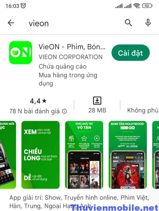 App xem phim VIEON